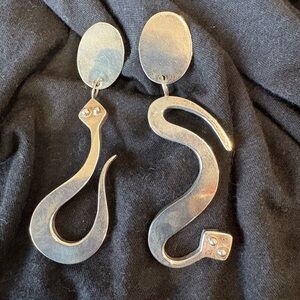 Unique hand wrought Sterling Silver Abstract Earrings